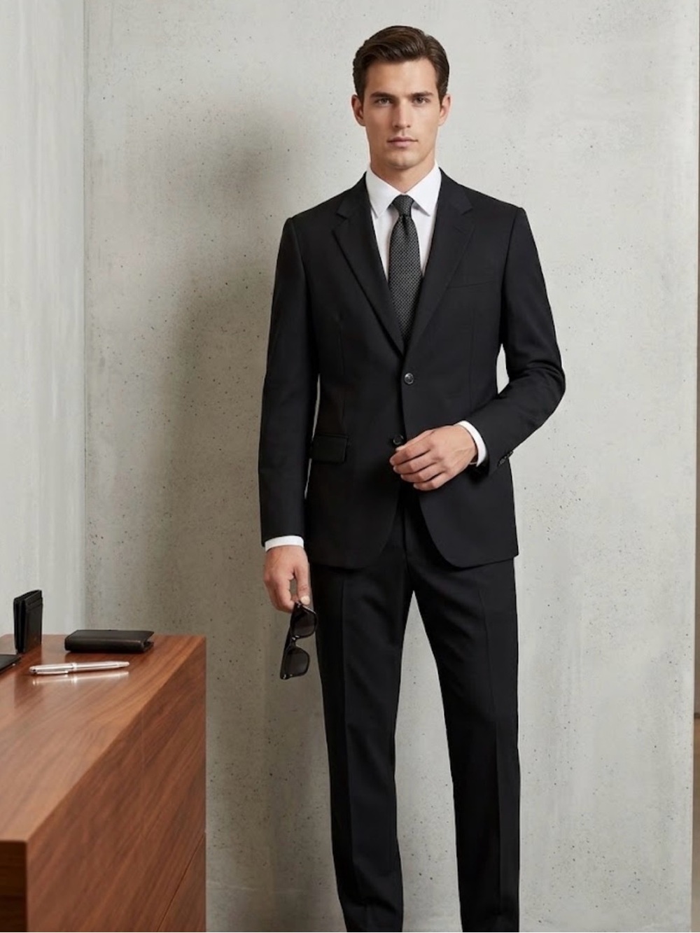 Armani CollezioniBlack 3-Button Suit Jacket and Trousers - Modern Tailored Fit.